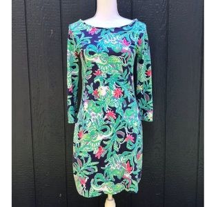 Lilly Pilitzer Navy & Green Cotton Bodycon Dress